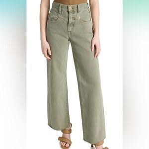 NEW / NWOT SLVRLAKE Grace Double Yolk Sage Green Wide Leg Denim / 26